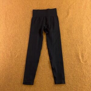 GOQQ Womens Small Black Ribbed High Waisted Seamless Athletic Leggings New
